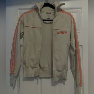 Adidas vintage pink and cream track sweater size small